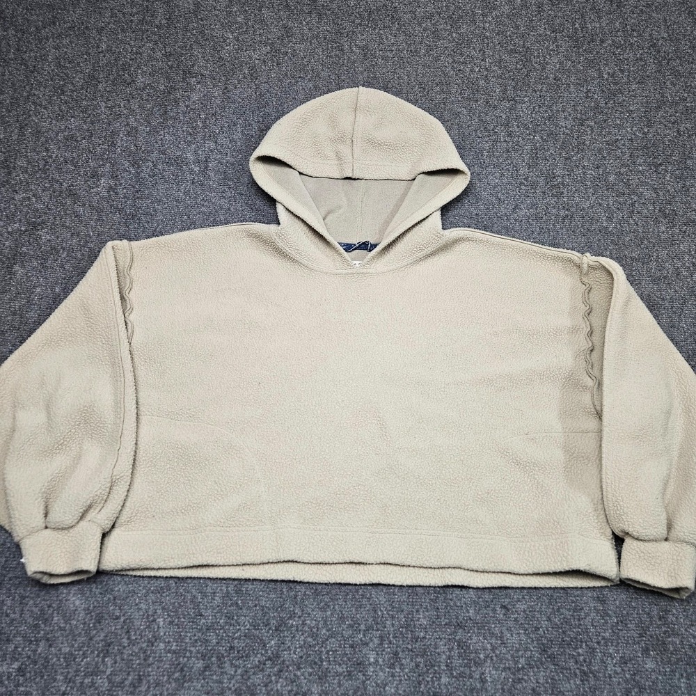 We‎ The Free Hoodie Womens Small Beige Fleece Cropped Oversized Boho Pullover
